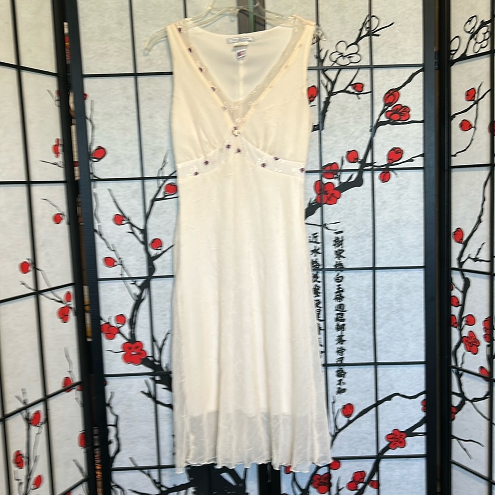 La Belle cream colored dress with lace accents